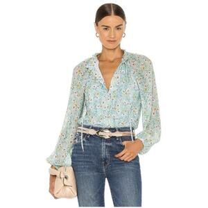 Yumi Kim Lisa Top Bedford Park Blue Floral Long Sleeve Small NWT